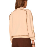 Democracy Ecru Multi Blouson Sleeve V-Neck Embroidered Sweatshirt