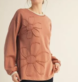 Jodifl Caramel Drop Shoulder Solid Washed Fabric Top
