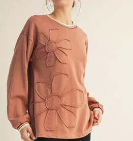 Jodifl Caramel Drop Shoulder Solid Washed Fabric Top