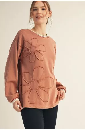 Jodifl Caramel Drop Shoulder Solid Washed Fabric Top
