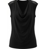 Liverpool Los Angeles draped neck sleeveless knit top w/ lace