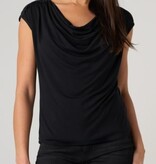 Liverpool Los Angeles draped neck sleeveless knit top w/ lace