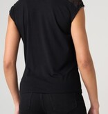 Liverpool Los Angeles draped neck sleeveless knit top w/ lace
