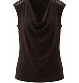 Liverpool Los Angeles draped neck sleeveless knit top w/ lace