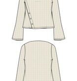 Liverpool Los Angeles long sleeve boat neck knit top w asymmetrical button placket