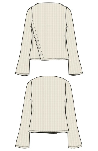 Liverpool Los Angeles long sleeve boat neck knit top w asymmetrical button placket