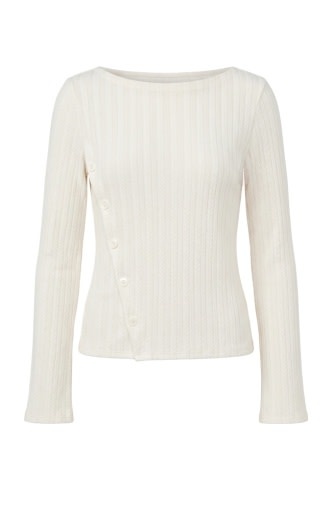 Liverpool Los Angeles long sleeve boat neck knit top w asymmetrical button placket