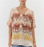 Jodifl Brown/Mustard Abstract Print Boxy Top