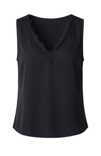 Liverpool Los Angeles v-neck woven tank w/ lace trim