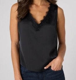 Liverpool Los Angeles v-neck woven tank w/ lace trim