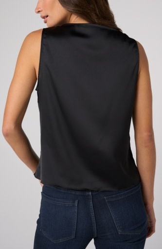 Liverpool Los Angeles v-neck woven tank w/ lace trim