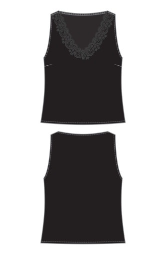 Liverpool Los Angeles v-neck woven tank w/ lace trim