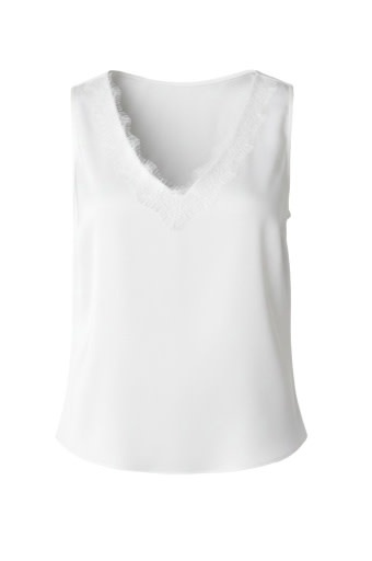 Liverpool Los Angeles v-neck woven tank w/ lace trim