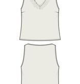 Liverpool Los Angeles v-neck woven tank w/ lace trim
