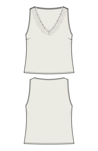 Liverpool Los Angeles v-neck woven tank w/ lace trim