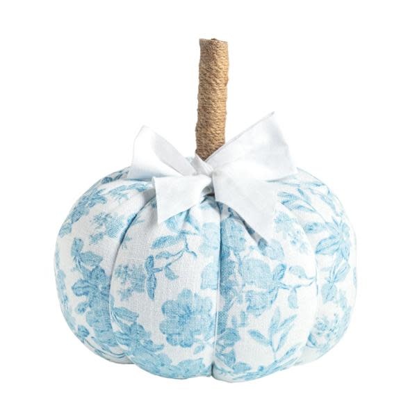 Mudpie Small Patterned Pumpkin (blue and white toile)