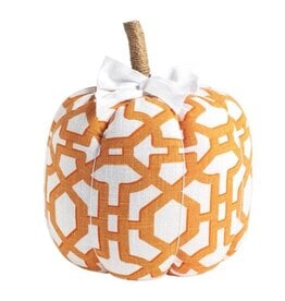 Mudpie Medium Patterned Pumpkin (orange and white lattice)