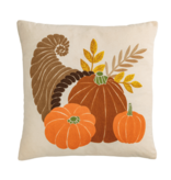 Mudpie Cornucopia Crewel Pillow