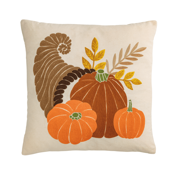 Mudpie Cornucopia Crewel Pillow