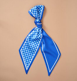 FLEURISH Twirl & Tie Scarf Accessory-Gingham Blue