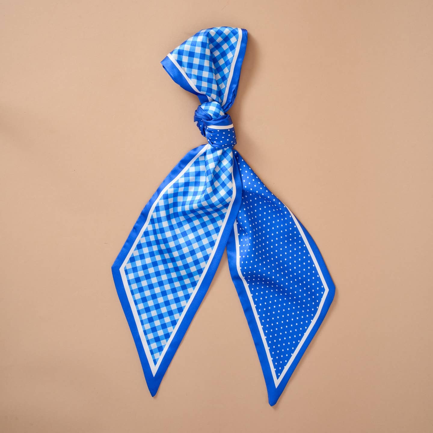 FLEURISH Twirl & Tie Scarf Accessory-Gingham Blue