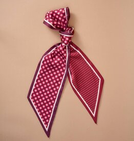 FLEURISH Twirl & Tie Scarf Accessory-Gingham Burgundy