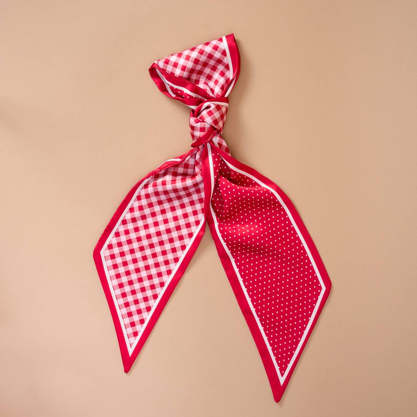 FLEURISH Twirl & Tie Scarf Accessory-Gingham Red