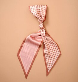 FLEURISH Twirl & Tie Scarf Accessory-Gingham Tan
