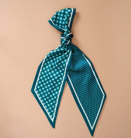 FLEURISH Twirl & Tie Scarf Accessory-Gingham Green