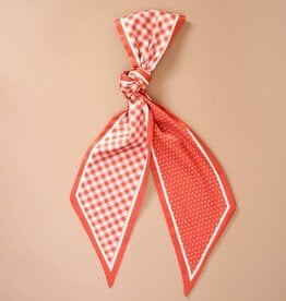 FLEURISH Twirl & Tie Scarf Accessory-Gingham Orange