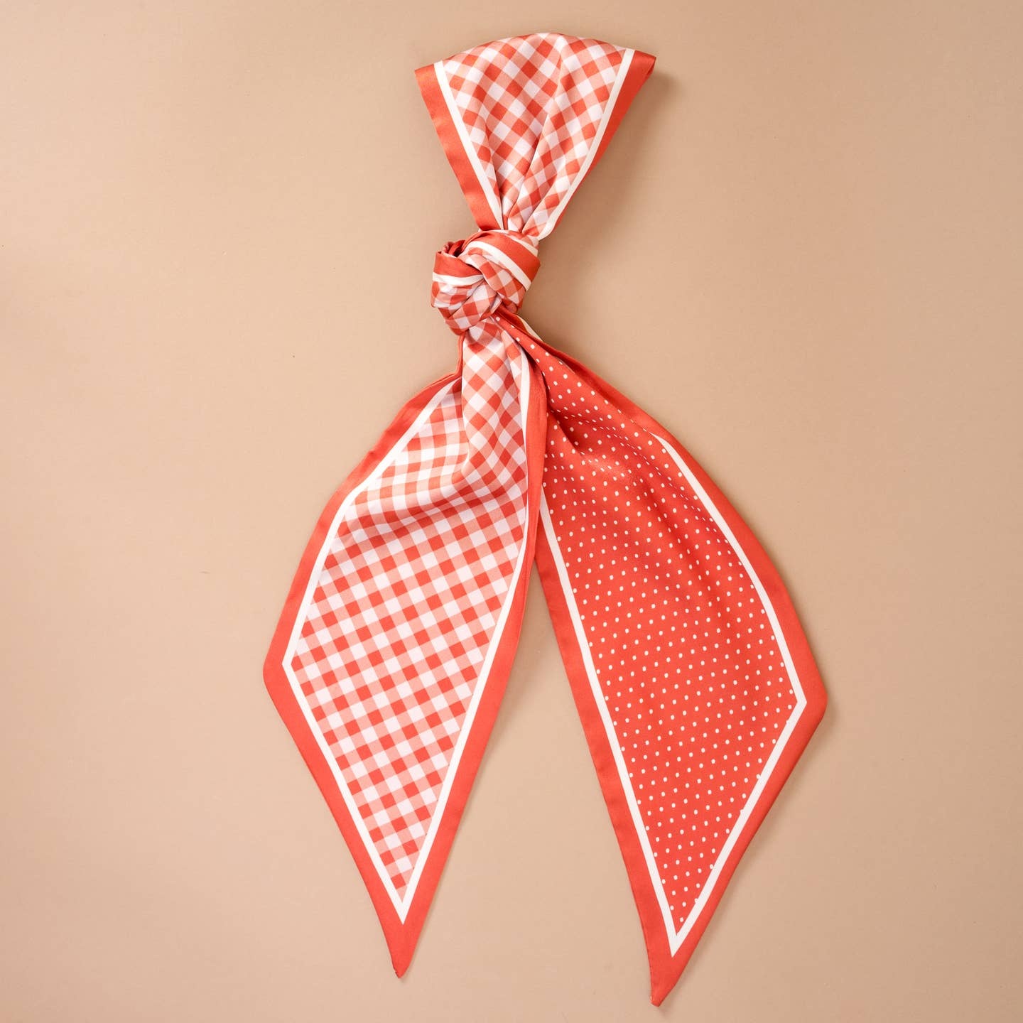 FLEURISH Twirl & Tie Scarf Accessory-Gingham Orange