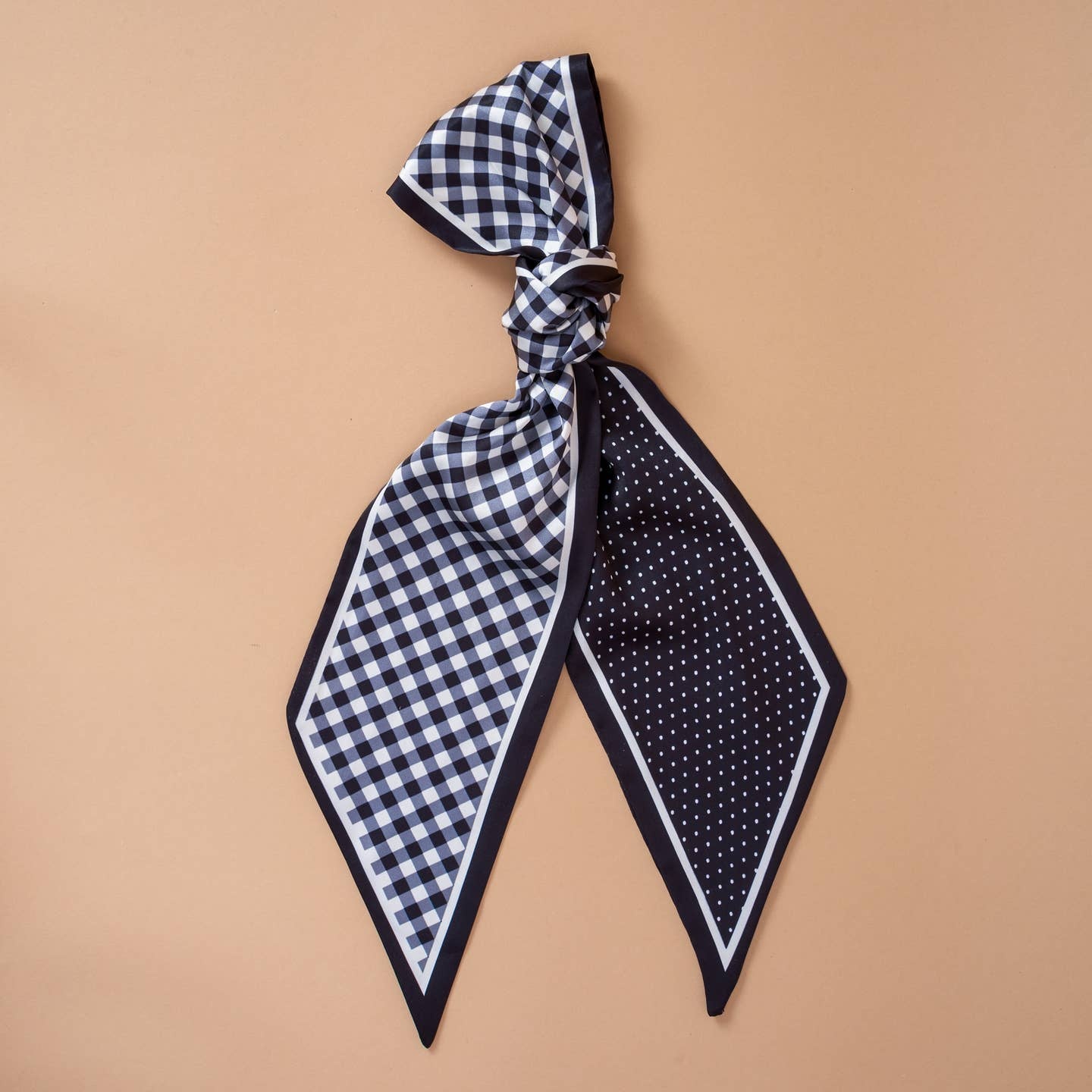 FLEURISH Twirl & Tie Scarf Accessory-Gingham Black