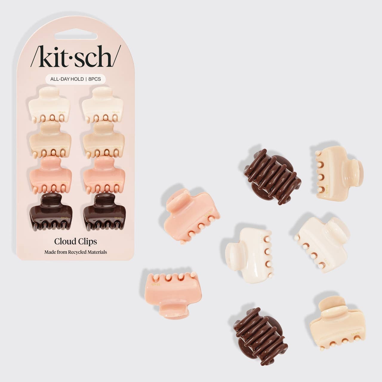 kitsch Recycled Plastic Mini Cloud Claw Clips 8pc Set - Rosewood