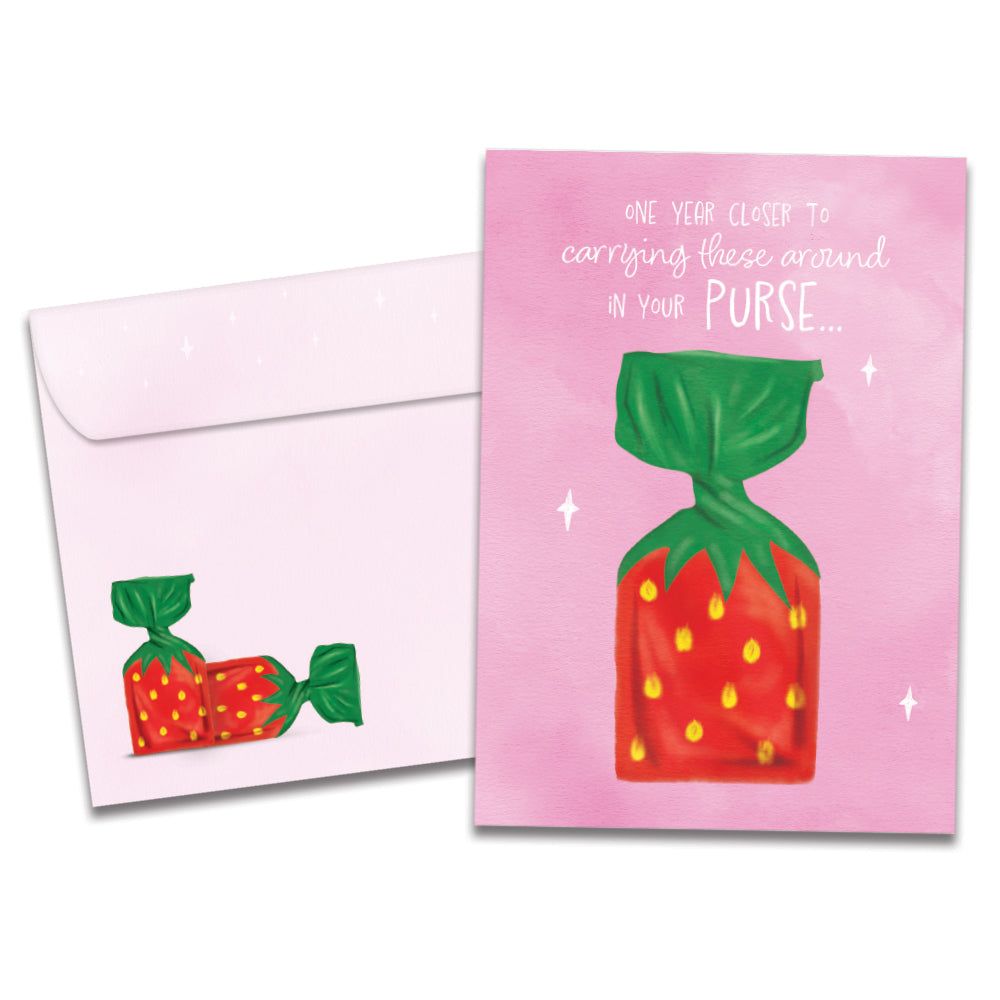 Strawberry Candy Birthday Greeting Card