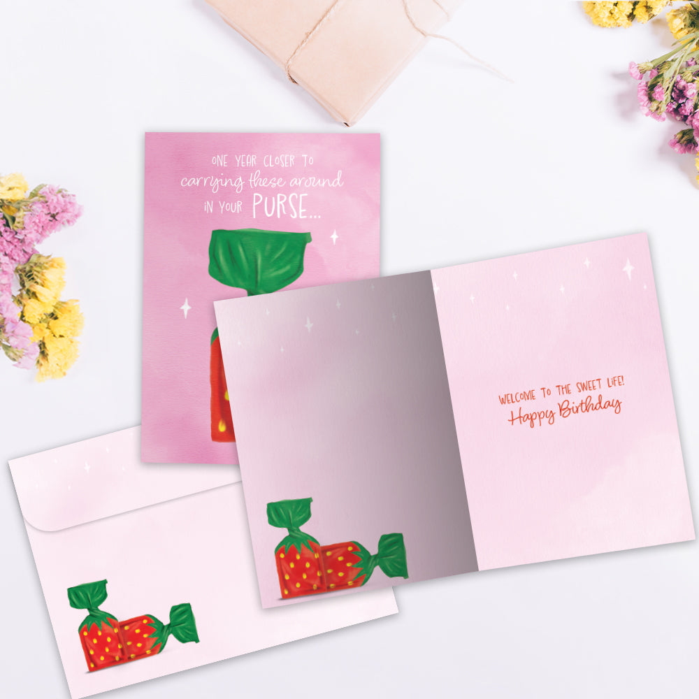Strawberry Candy Birthday Greeting Card