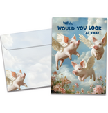 Pigs Flying Birthday Greeting Card