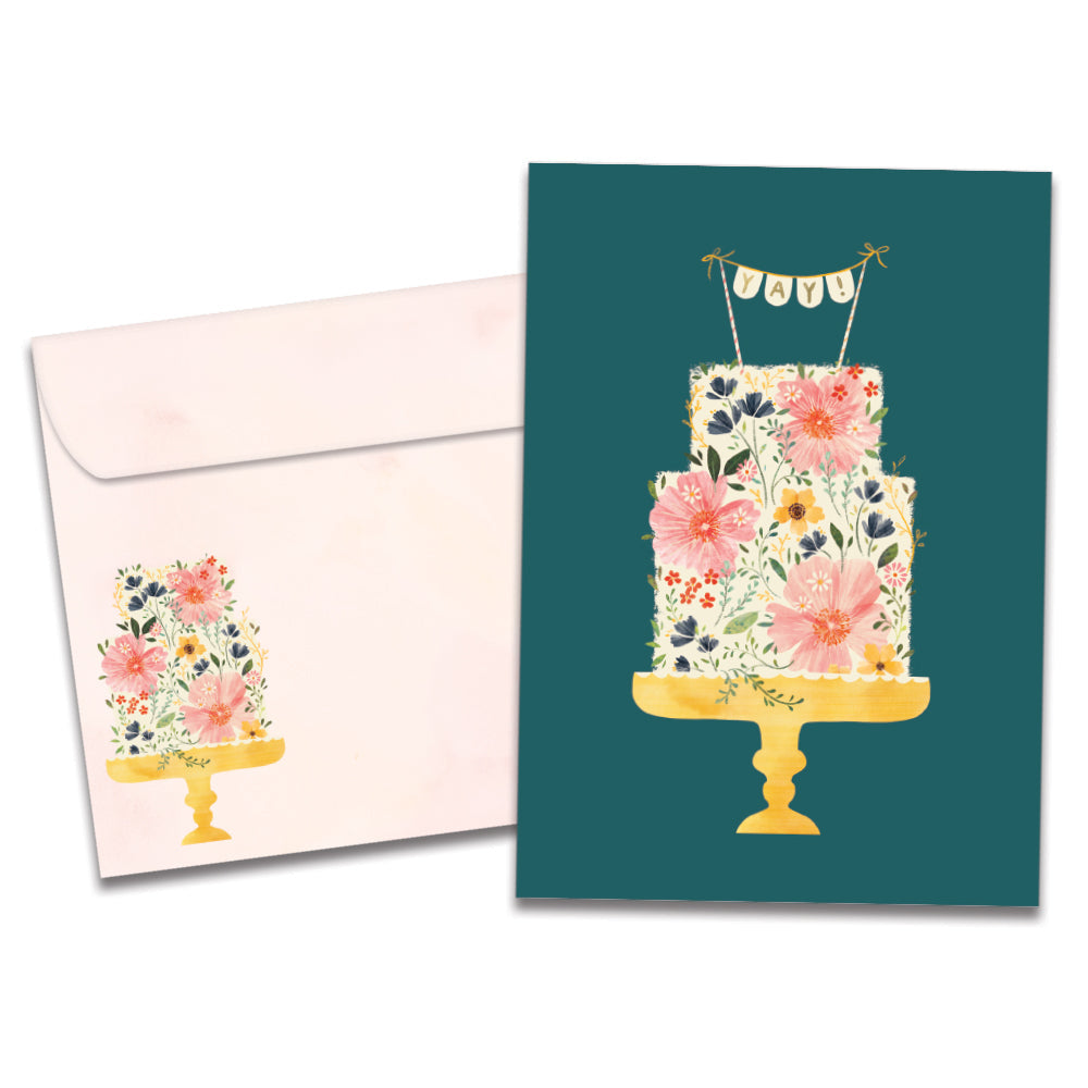Floral Cake Birthday Greeting Card