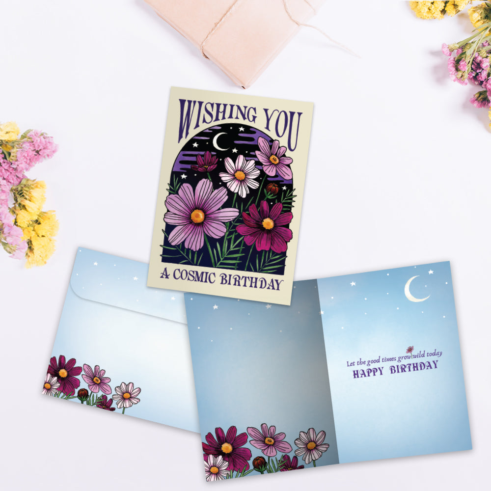 Cosmic Wishes Birthday Greeting Card