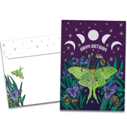 Magical Lunar Moth Birthday Greeting Card