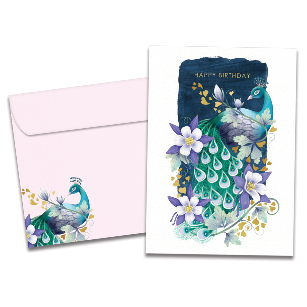 Extraordinary Peacock Birthday Greeting Card
