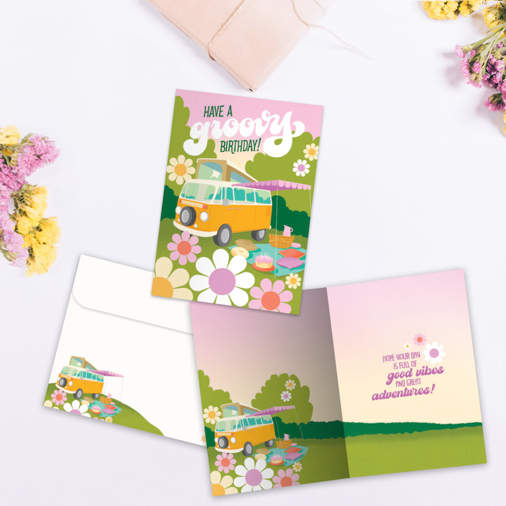 Groovy Vibes Birthday Greeting Card