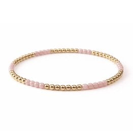 Erin Gray Refined Pink Stone and 14k Gold-Filled Beaded Bracelet 7"
