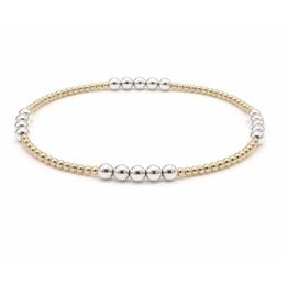 Erin Gray The Hamptons Mixed Metal 2x4 Beaded Bracelet 7" *gold bracelet with sterling beads