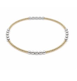 Erin Gray The Hamptons Mixed Metal 2x3 Beaded Bracelet 7" *gold bracelet w silver beads