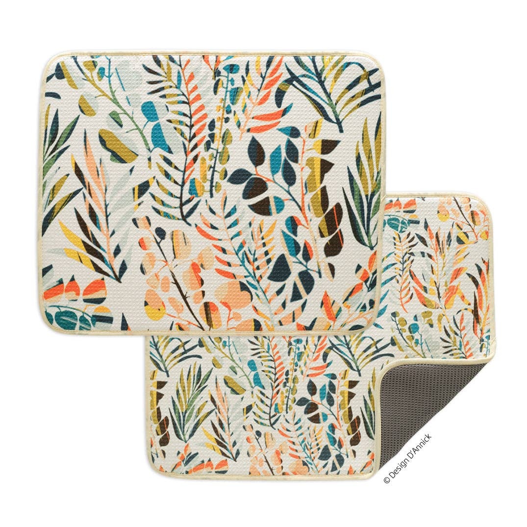 Colorful Leaves Microfiber Dish Drying Mats, Eco Friendly