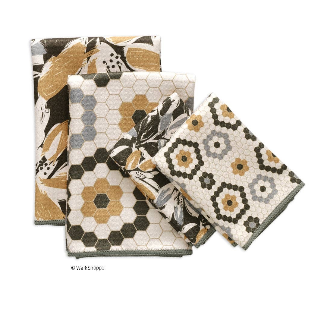 Leaf Tiles All Purpose Microfiber Towel Set, Quick Drying