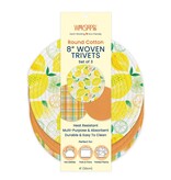 Lemon Plaid Cotton Kitchen Trivets, Set of 3