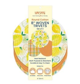 Lemon Plaid Cotton Kitchen Trivets, Set of 3