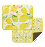 Lemon Plaid Microfiber Dish Drying Mats, Machine Washable