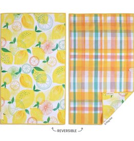Lemon Plaid Microfiber Kitchen Dish Towel
